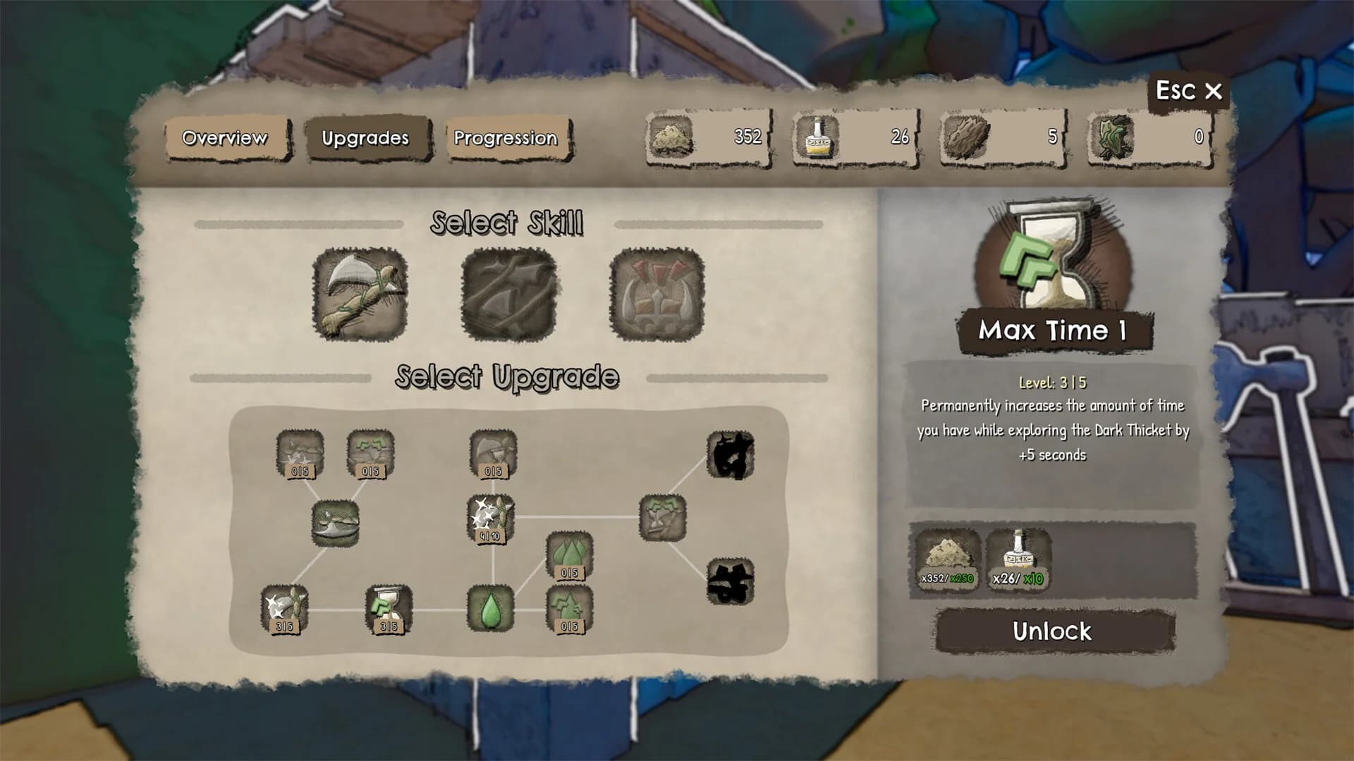 Official Nightwater screenshot of Dark Thicket minigame progression